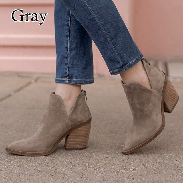 Fashion  High Heels Women Ankle Boots  Pointed Toe