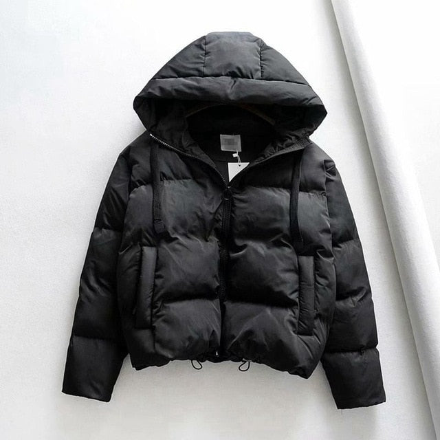 Hooded Solid Puffer Coat