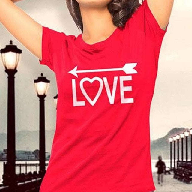 💖Love One Letter Print Red Lovers T Shirt💖