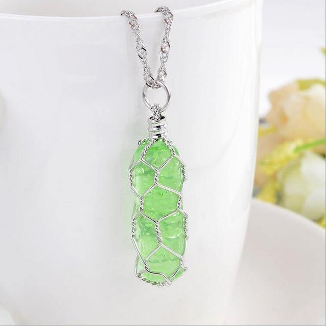 Crystal Cylindrical Pendant necklace Glow In The Dark - soqexpress