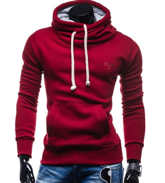 Men Fashion Brand Pullover Solid Color Turtleneck Sportswear
