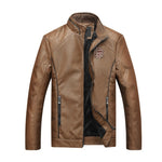Motorcycle PU Leather Male Winter Bomber Jackets Outerwear Faux Leather Coat