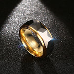 Tungsten 8mm Ring Wide Faceted Cut Geometric Shape