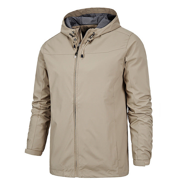 Windbreaker Windproof Men's Solid Color Hooded Jacket