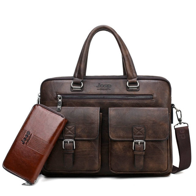 LEATHER MEN BUSINESS BRIEFCASE