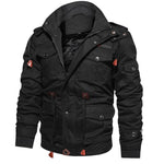 Thick Warm Mens Parka Jacket Winter Fleece Multi-pocket