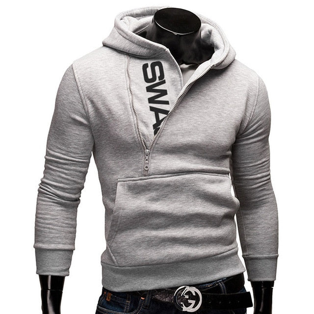 Side Zipper Hoodies Men Cotton Sweatshirt Spring Letter Print Sportswear