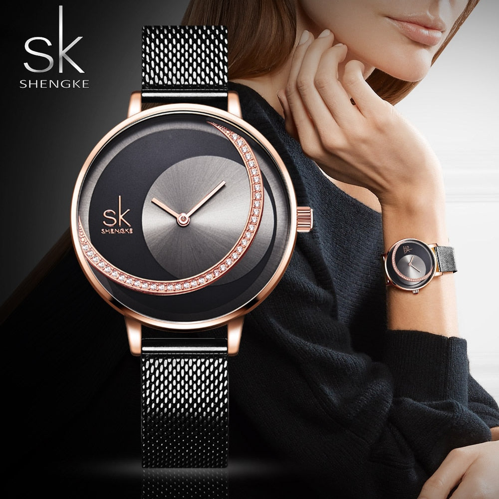 SK Fashion Luxury  Women Quartz Watch Creative Thin Ladies Wrist Watch