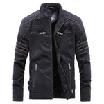 Winter Jacket Men Stand Collar Motorcycle Leather Jacket - soqexpress