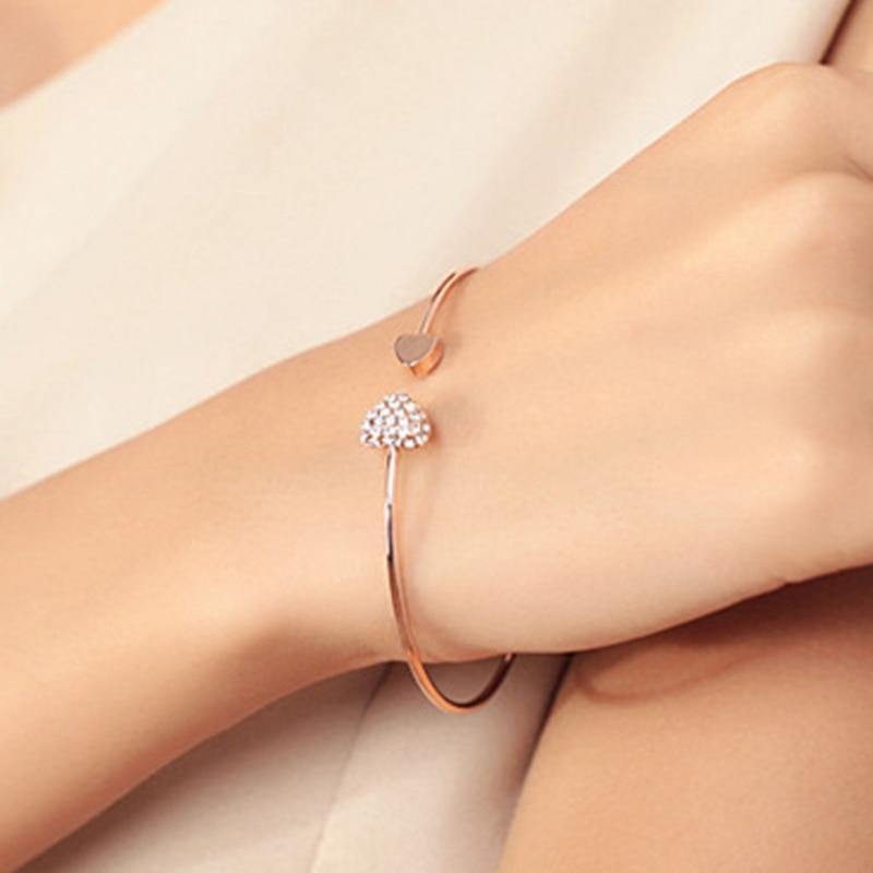 Adjustable Crystal Double Heart  Bracelet For Women - soqexpress