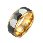 Tungsten 8mm Ring Wide Faceted Cut Geometric Shape