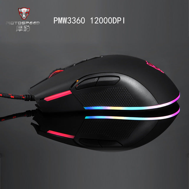 Motospeed V70 USB Wired PUBG Gaming Mouse 5000-12000 DPI  RGB LED Backlight