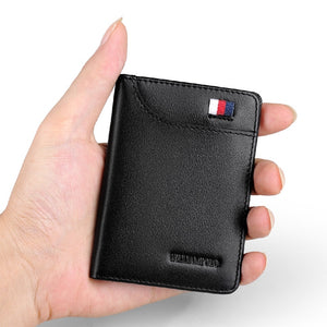 Genuine Leather Ultra thin Slim Short Wallet Men