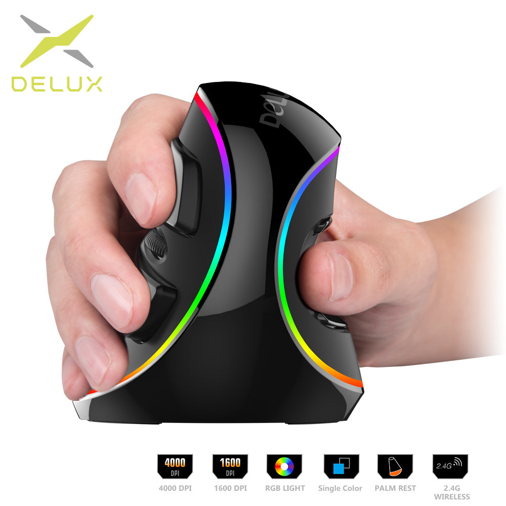 Delux M618 PLUS Ergonomics Vertical Gaming Wired Mouse 6 Buttons 4000 DPI