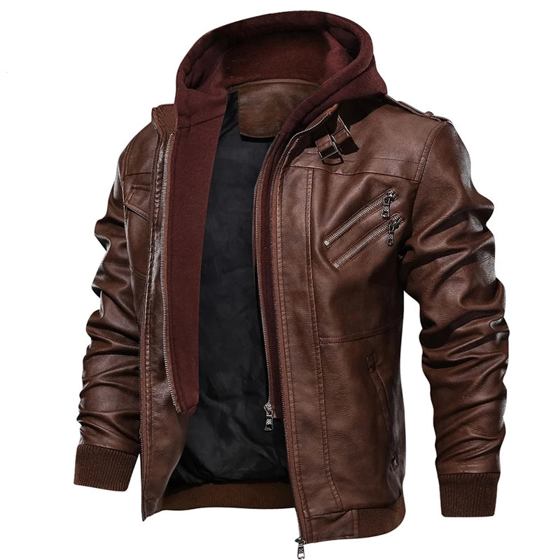 Zipper Motorcycle Leather Jacket Men Brand Military Autumn Men